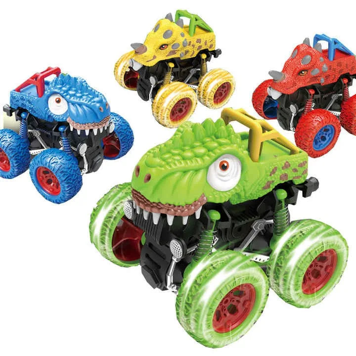 HKM-409619 12PCS Mini Dinosaur Friction Pull Back Car Toy Set for Kids - Inertia Vehicles
