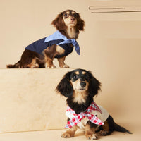 HKM-4096829 Sailor Collar Sleeveless Vest for Schnauzer, Bichon, Yorkshire, and Sausage Dogs in Dark Blue and Beige