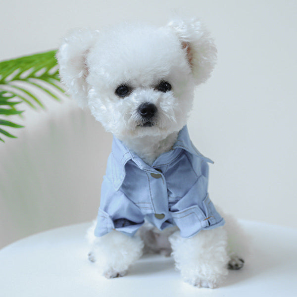 HKM-4097597 Denim Dog Shirt for Pets - Stylish Polyester Pet Clothing