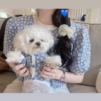 HKM-4099389 Cute Pet Dog Dress with Daisy Flower Print in Blue and Purple, Comfortable Tutu Style, Multiple Sizes Available