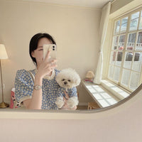 HKM-4099389 Cute Pet Dog Dress with Daisy Flower Print in Blue and Purple, Comfortable Tutu Style, Multiple Sizes Available