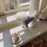 HKM-4099389 Cute Pet Dog Dress with Daisy Flower Print in Blue and Purple, Comfortable Tutu Style, Multiple Sizes Available