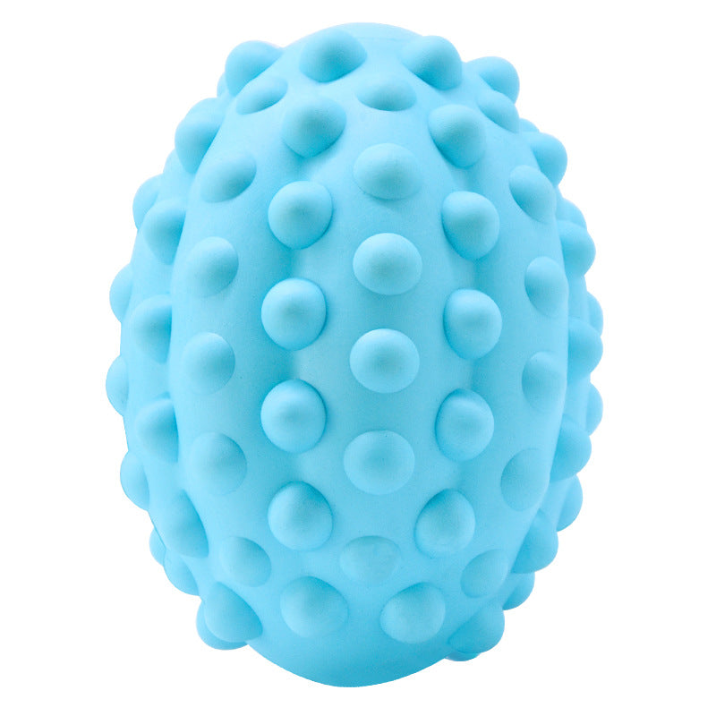 HKM-4099645 Natural Rubber Rugby Pet Toy for Dental Care and Vocal Play, Beef Flavor, 11.5x7 cm
