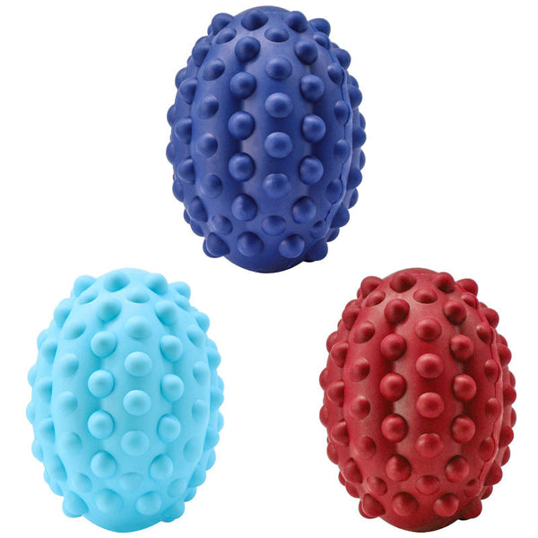 HKM-4099645 Natural Rubber Rugby Pet Toy for Dental Care and Vocal Play, Beef Flavor, 11.5x7 cm