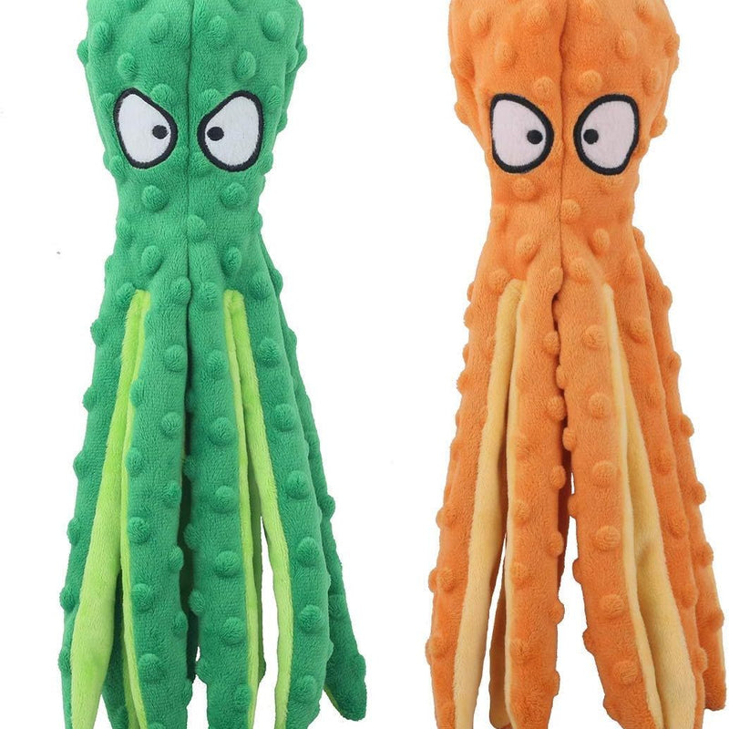 HKM-410003 Interactive Octopus Dog Toy - No Stuffing Crinkle Plush for Chewing, Teething & Training - Suitable for Small, Medium, and Large Dogs