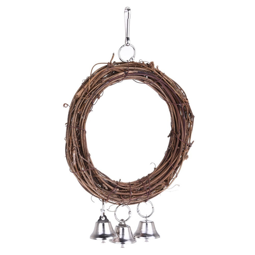 HKM-410067 Rattan Parrot Swing for Birds - 10.24 x 6.30 Inches with Hooks