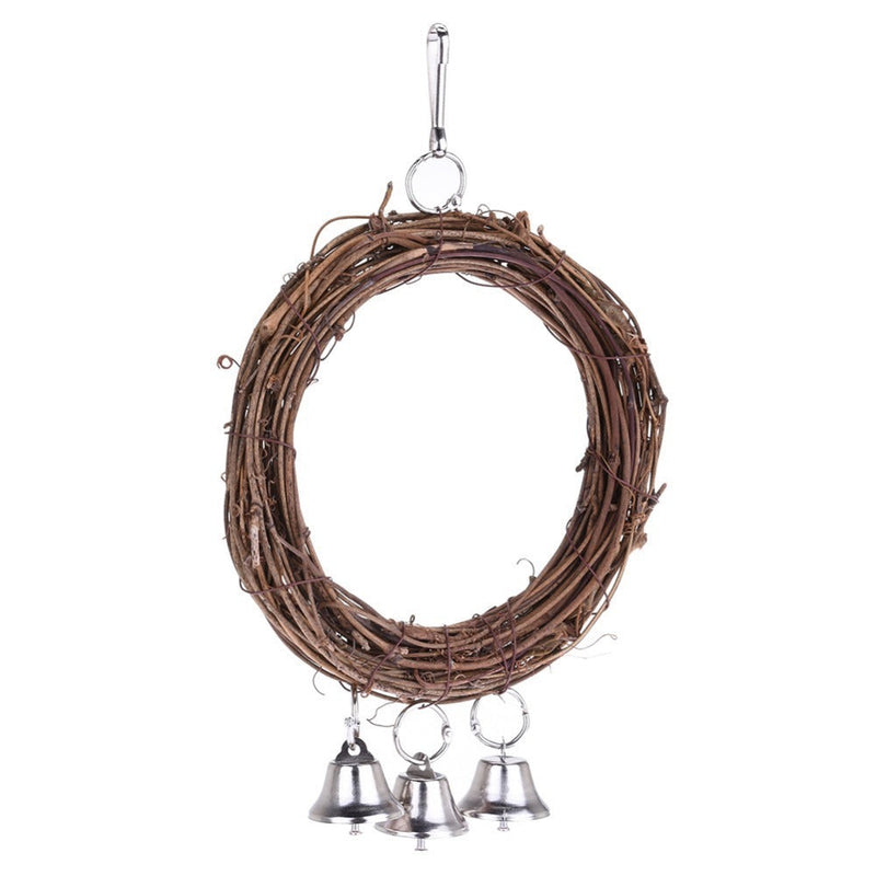 HKM-410067 Rattan Parrot Swing for Birds - 10.24 x 6.30 Inches with Hooks