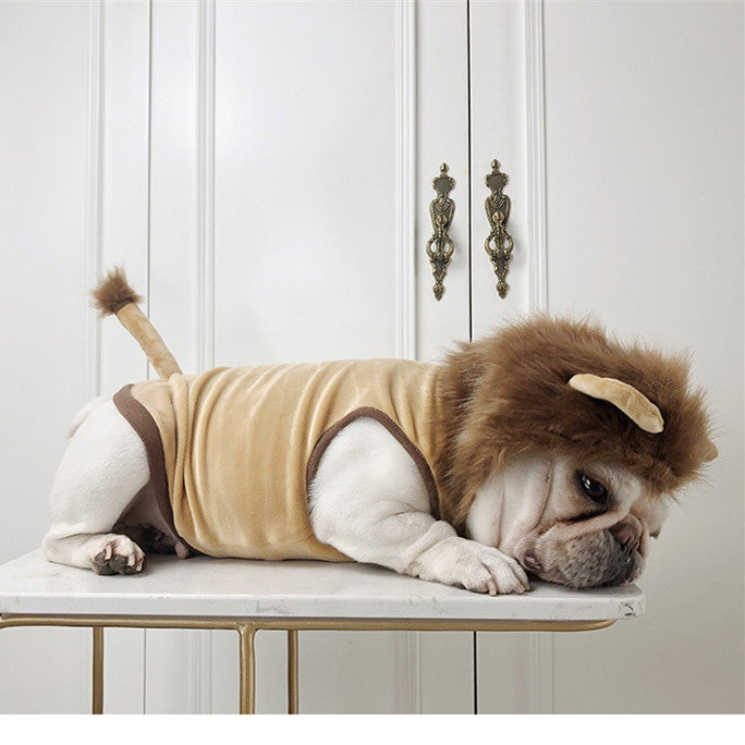 HKM-4101181 Pet Transformation Costume for Dogs and Cats - Stretch Velvet Lion Outfit