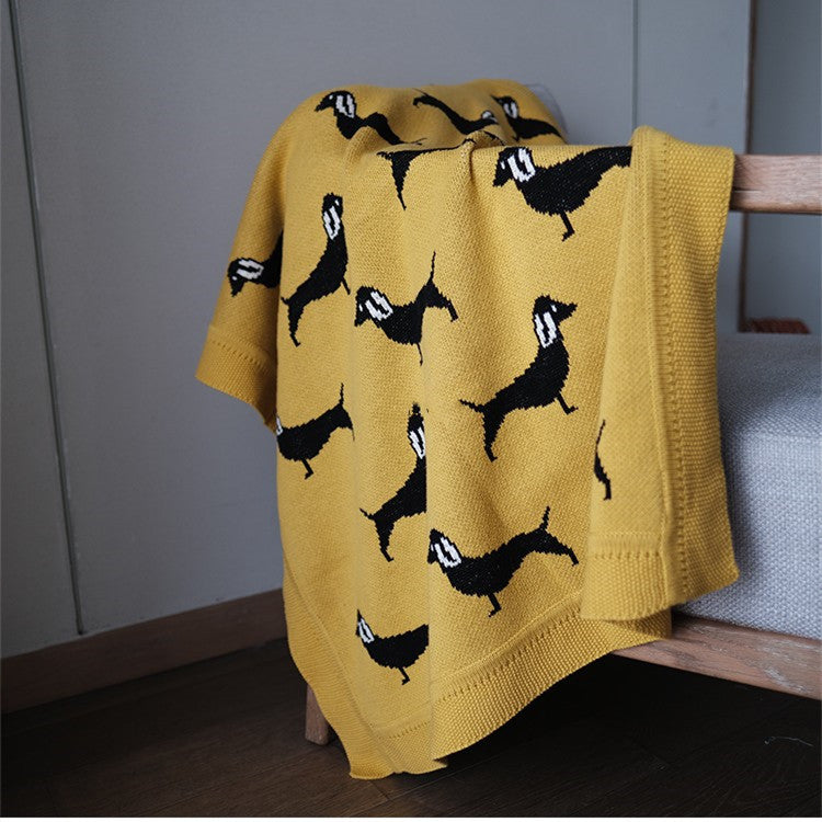 HKM-410131 Cotton Animal Pattern Knitted Blanket for Kids' Room - Multiple Sizes Available