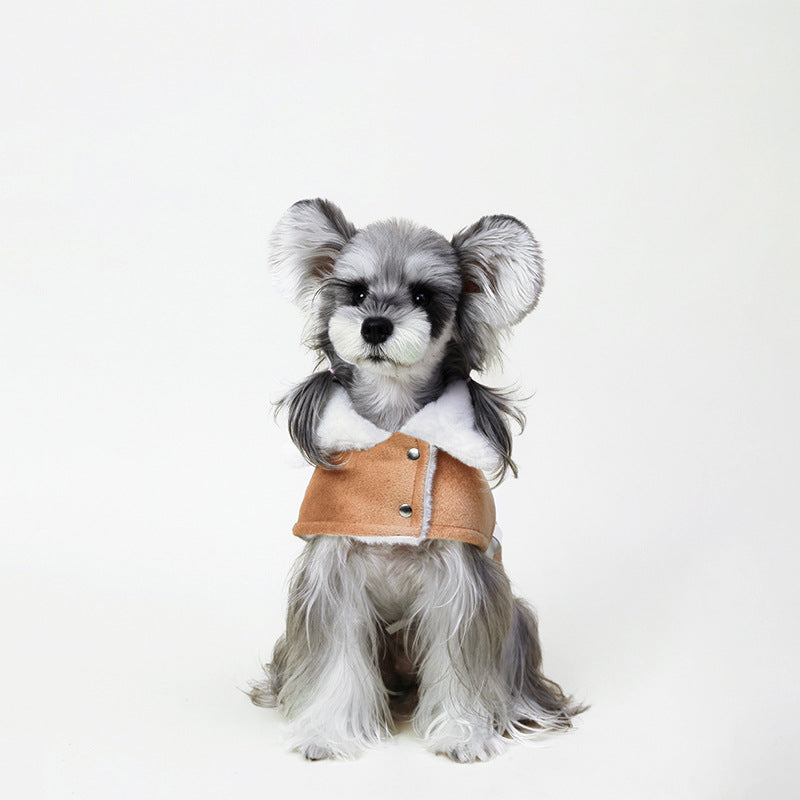 HKM-4102077 Plush Greyhound Cloak Coat for Dogs in Brown - Warm Wool Fabric, Multiple Sizes Available