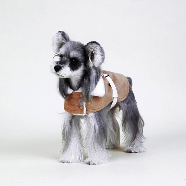 HKM-4102077 Plush Greyhound Cloak Coat for Dogs in Brown - Warm Wool Fabric, Multiple Sizes Available