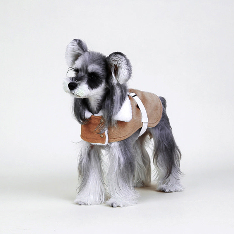 HKM-4102077 Plush Greyhound Cloak Coat for Dogs in Brown - Warm Wool Fabric, Multiple Sizes Available