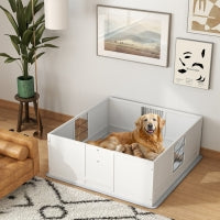 HKM-4102461 Dog Whelping Box with Washable Pee Pad, Adjustable Pine Wood Structure for Large Breeds