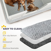 HKM-4102461 Dog Whelping Box with Washable Pee Pad, Adjustable Pine Wood Structure for Large Breeds