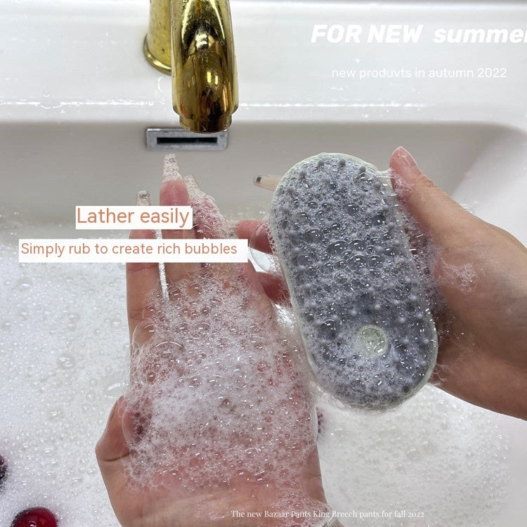 HKM-4102589 Hand-held Pet Bath Massage Brush with Soft Head for Dogs - Green, Pink, Blue