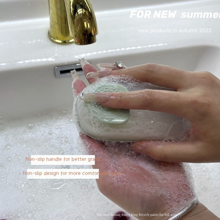 HKM-4102589 Hand-held Pet Bath Massage Brush with Soft Head for Dogs - Green, Pink, Blue