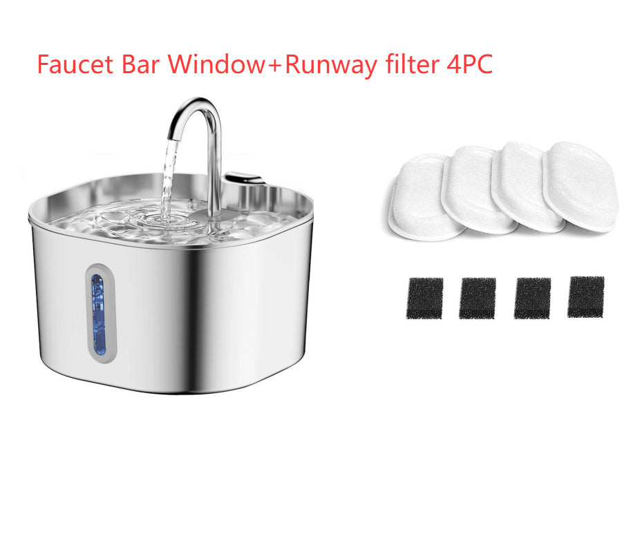 HKM-4102845 Stainless Steel Automatic Pet Water Dispenser with Large 2.2L Capacity for Dogs and Cats