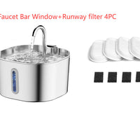 HKM-4102845 Stainless Steel Automatic Pet Water Dispenser with Large 2.2L Capacity for Dogs and Cats