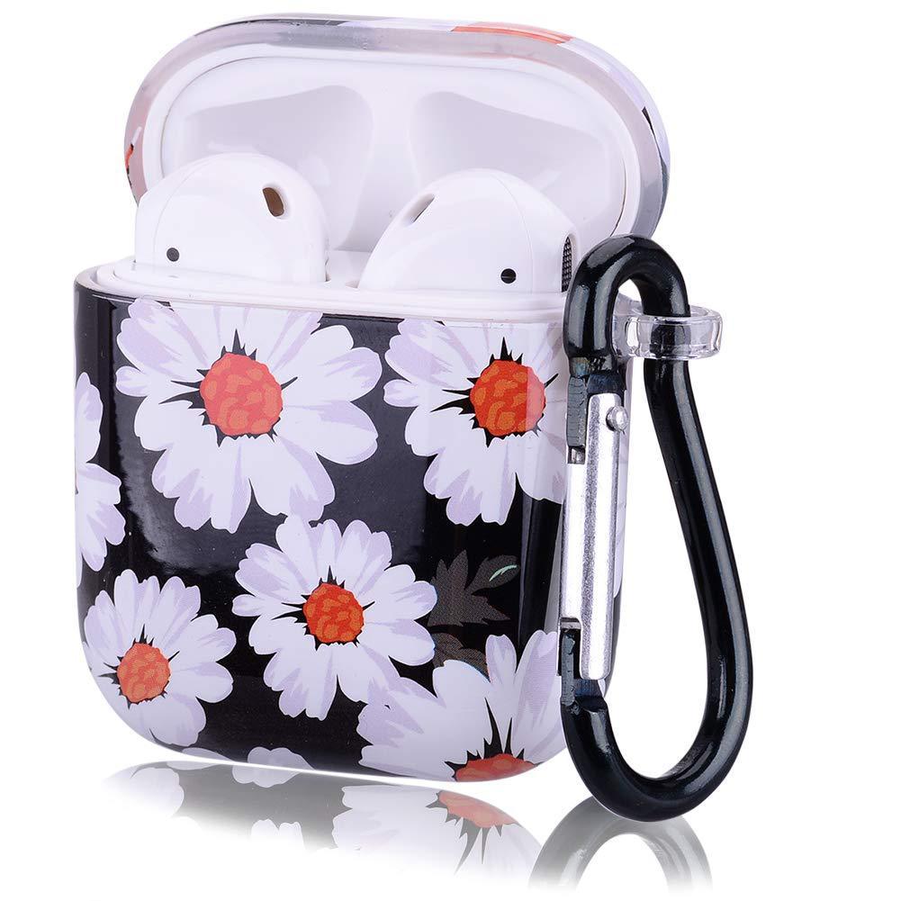 HKM-410323 Floral Clamshell Hard Protective Case for Wireless Earphones - Compatible with iPhone Models