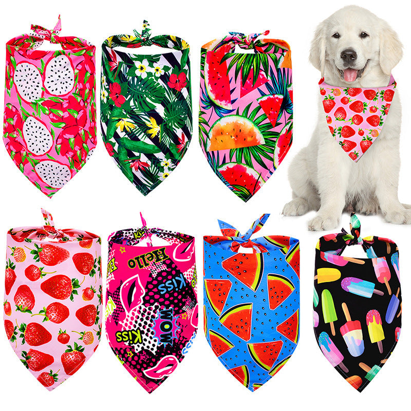HKM-4104381 Pet Triangle Drool Towel in Summer Fruit Designs for Dogs