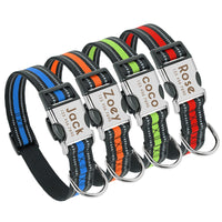 HKM-4104765 Custom Engraved Reflective Dog Collar Tag - Adjustable Nylon for Medium to Large Dogs