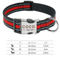 HKM-4104765 Custom Engraved Reflective Dog Collar Tag - Adjustable Nylon for Medium to Large Dogs