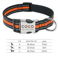 HKM-4104765 Custom Engraved Reflective Dog Collar Tag - Adjustable Nylon for Medium to Large Dogs