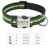 HKM-4104765 Custom Engraved Reflective Dog Collar Tag - Adjustable Nylon for Medium to Large Dogs
