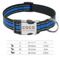 HKM-4104765 Custom Engraved Reflective Dog Collar Tag - Adjustable Nylon for Medium to Large Dogs