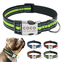 HKM-4104765 Custom Engraved Reflective Dog Collar Tag - Adjustable Nylon for Medium to Large Dogs