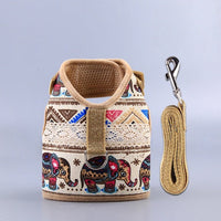 HKM-4105149 Ethnic Style Dog Leash and Chest Strap Suit - Nylon Material, Polka-Dot Design