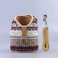 HKM-4105149 Ethnic Style Dog Leash and Chest Strap Suit - Nylon Material, Polka-Dot Design