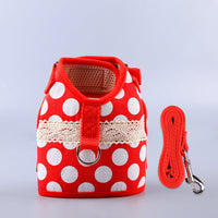 HKM-4105149 Ethnic Style Dog Leash and Chest Strap Suit - Nylon Material, Polka-Dot Design