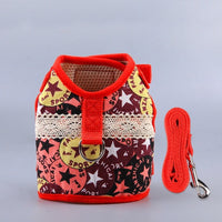 HKM-4105149 Ethnic Style Dog Leash and Chest Strap Suit - Nylon Material, Polka-Dot Design