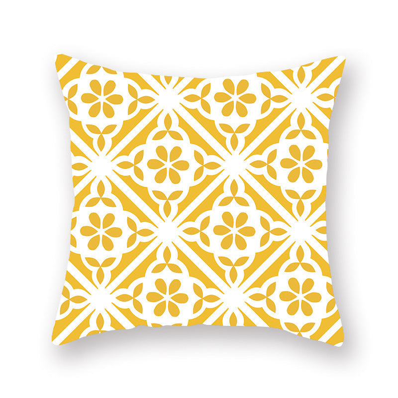 HKM-410515 Nordic Yellow Geometric Peach Skin Pillowcase 45x45CM for Home and Office Use