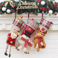 HKM-410579 Christmas Sock Gift Bag Ornament - Non-Woven Fabric, 3 Styles: Old Man, Snowman, Elk