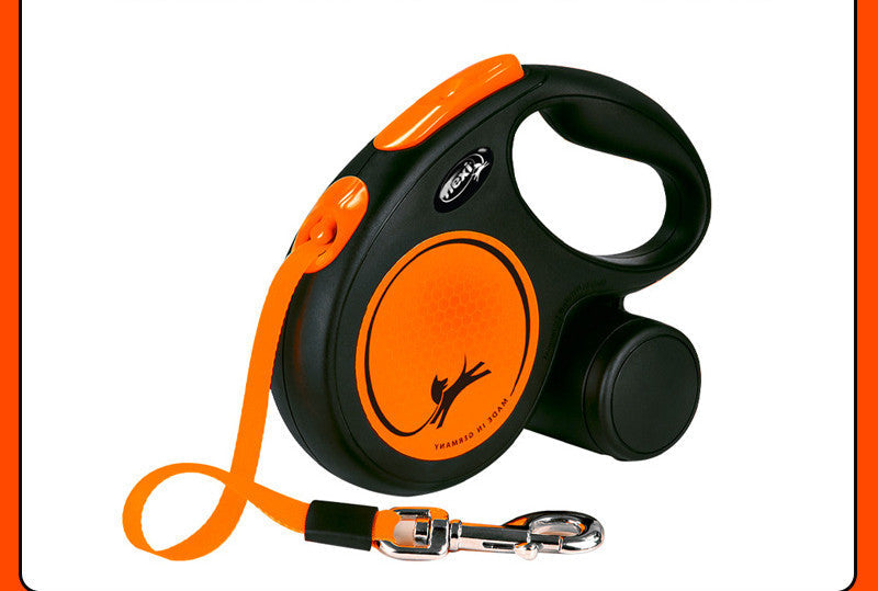 HKM-4106557 Automatic Retractable Orange Dog Leash - 5M Length for Small and Medium Dogs