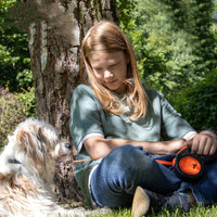 HKM-4106557 Automatic Retractable Orange Dog Leash - 5M Length for Small and Medium Dogs