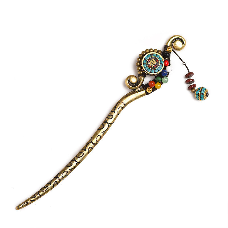 HKM-410707 Thousand Vine Vintage Geometric Alloy Sculpture - Hand Woven Art Piece