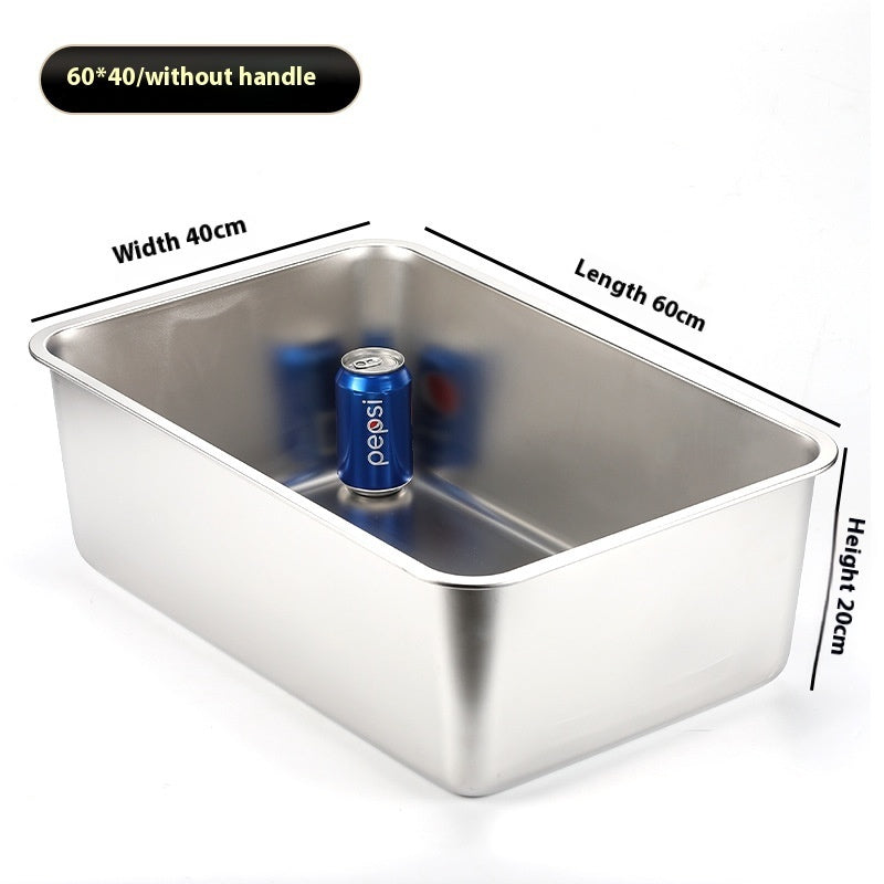 HKM-4108221 Durable Stainless Steel Litter Box - Large Anti-Wear and Anti-Corrosion Design (60x40x20 cm)