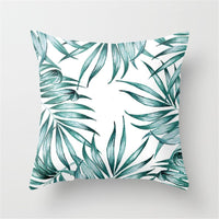 HKM-411027 Tropical Leaf Landscape Cushion Cover - Peach Skin with PP Cotton Filling