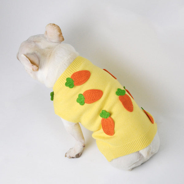 HKM-4110525 Cozy Yellow Pet Sweater for Autumn Winter, Thick and Fluffy Design, Available in Sizes S to XL