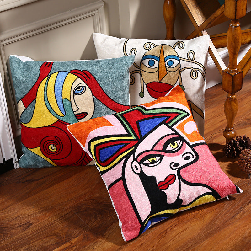 HKM-411091 Geometric Abstract Cotton Pillowcase - 45x45cm, Cotton Filling