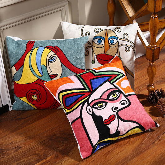 HKM-411091 Geometric Abstract Cotton Pillowcase - 45x45cm, Cotton Filling