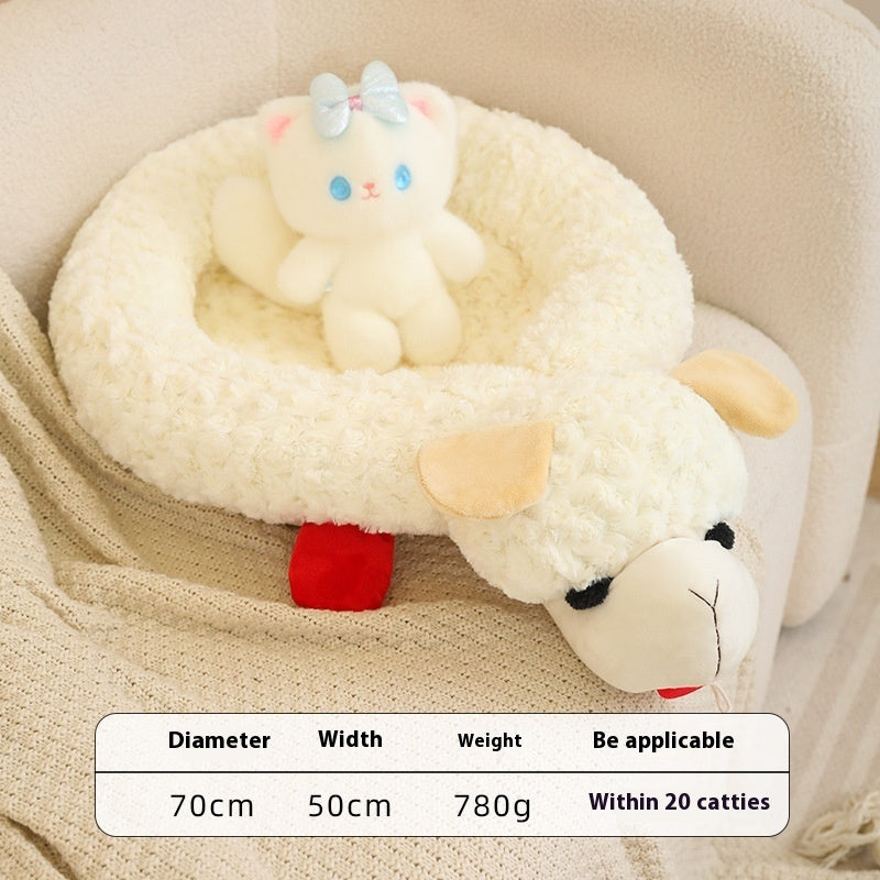 HKM-4111165 Plush Universal Pet Nest Mattress for Dogs and Cats - 70X50cm, White