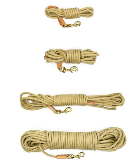 HKM-4112317 Adjustable Dog Training Belt - Available in Beige and Coffee, Lengths from 3m to 20m, 0.8cm Diameter