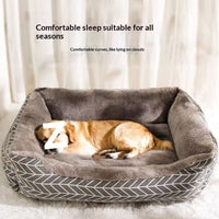 HKM-4112573 Cozy Winter Dog Kennel and All-Season Cat Nest in Yellow and Gray