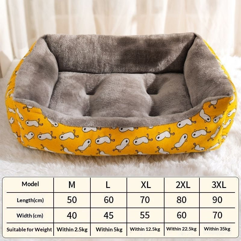 HKM-4112573 Cozy Winter Dog Kennel and All-Season Cat Nest in Yellow and Gray