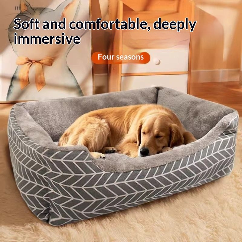 HKM-4112573 Cozy Winter Dog Kennel and All-Season Cat Nest in Yellow and Gray