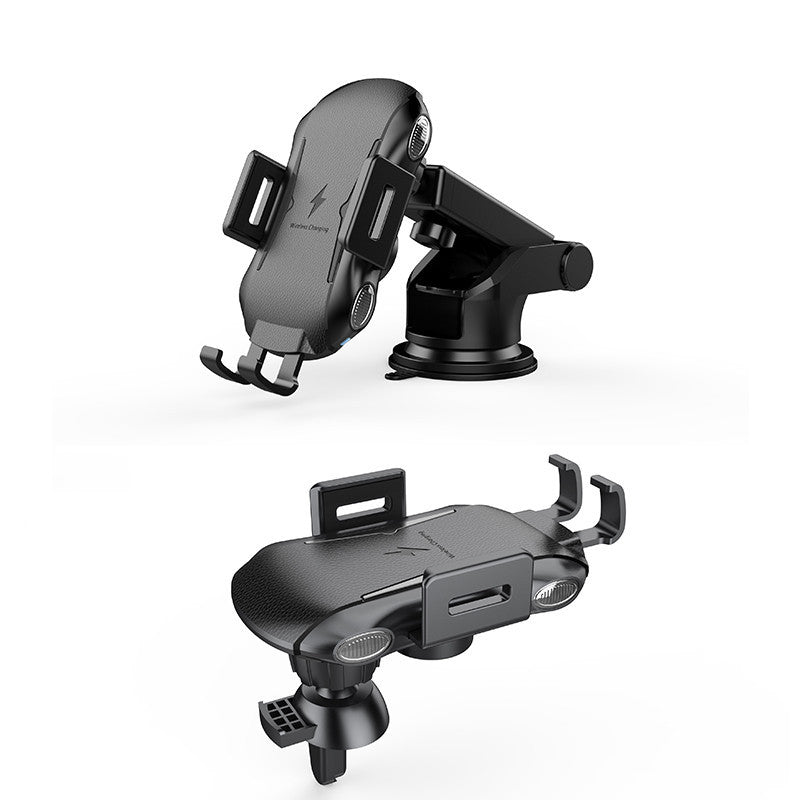 HKM-411347 Smart Induction Wireless Car Phone Holder for 4-6.5 Inch Phones - Adjustable Charging with ABS and Textured Leather